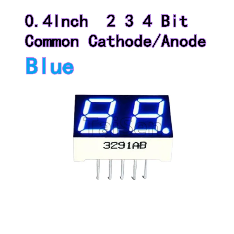 10pcs 0.4Inch 4 digit Digital tube Common Anode Cathode Blue 2 3 4 Bit digital Tube high-brightness Blue LED Display 7 segment