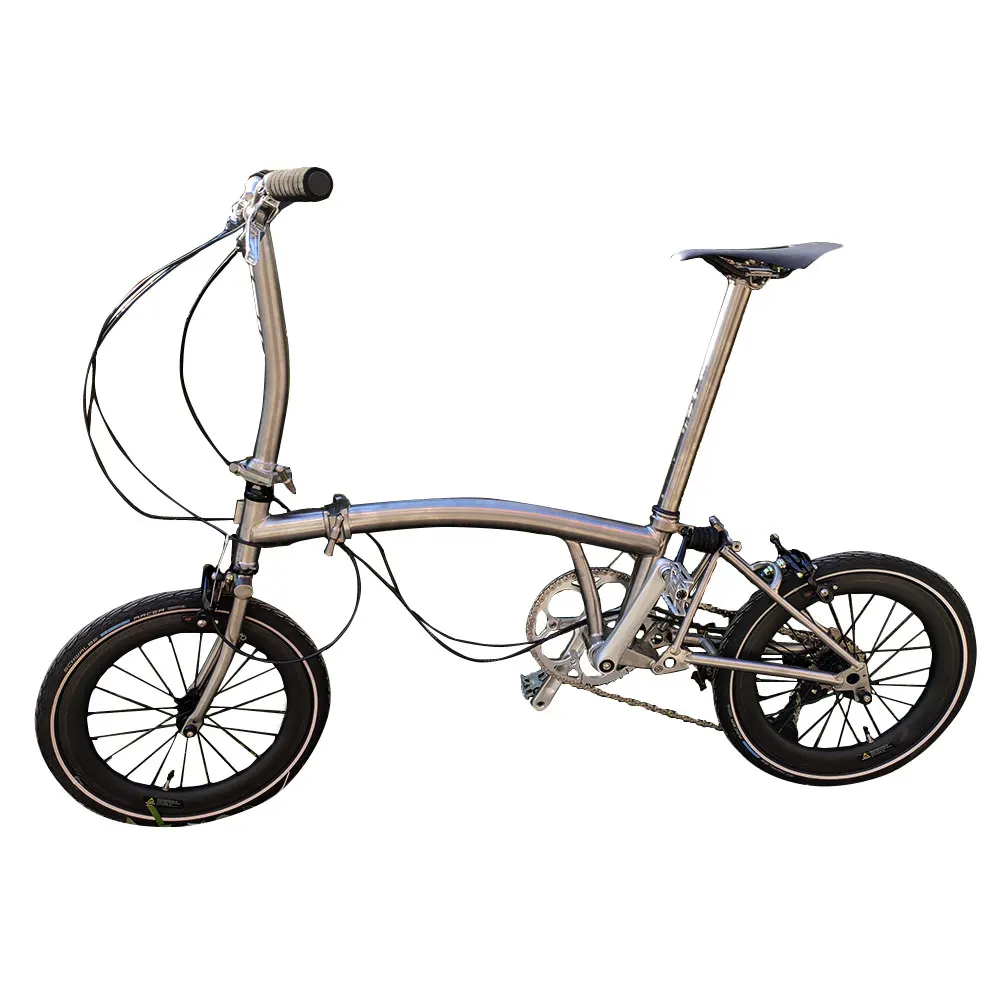 Titanium Collapsible Commuting Bicycle, C Brake,External 7 Speed, M-bars,Folding Bike, 16