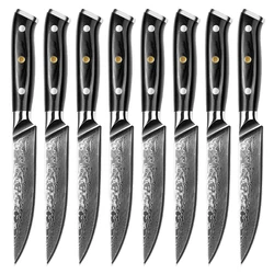 Sunnecko Utility Steak Knives 1-8PCS/Set Damascus Steel Chef's Table Meat Cutting Knife Sharp Tableware Kitchen Slicing Tools