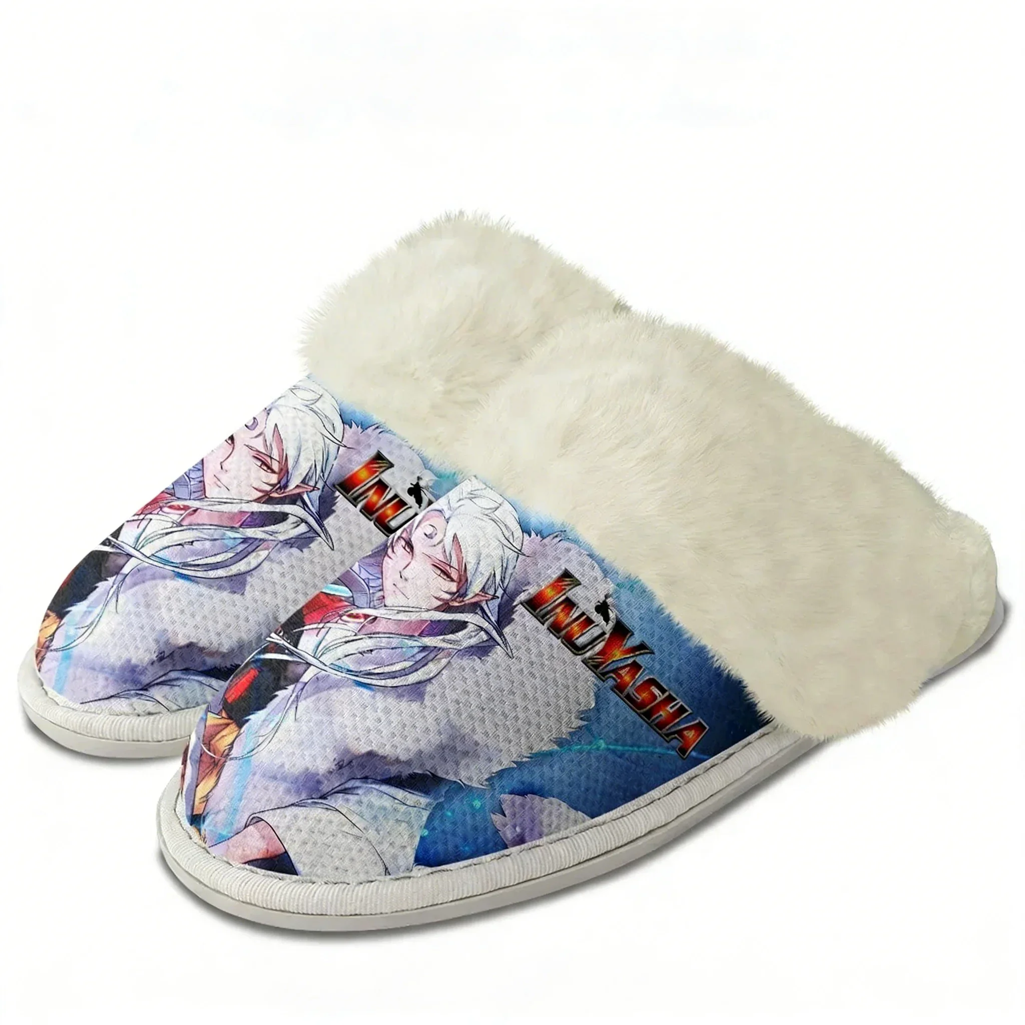 

Inuyasha Sesshomaru Plush Slippers Keep Warm Shoes Mens Womens Home Cotton Bedroom Customized Thermal Lightweight Slipper DIY