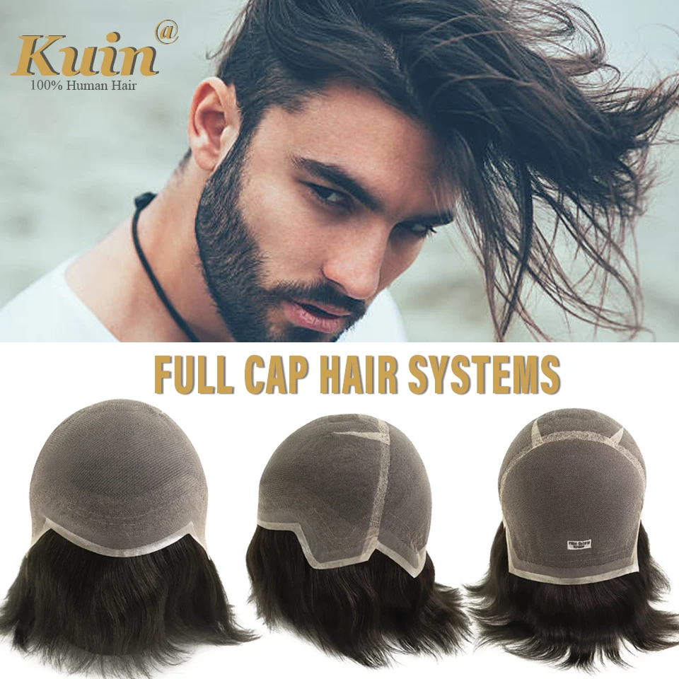 

6" French Lace Full Head Wig Medium Size Full Cap Hair Replacement For Bald Men Hair Capillary Prosthesis For Male