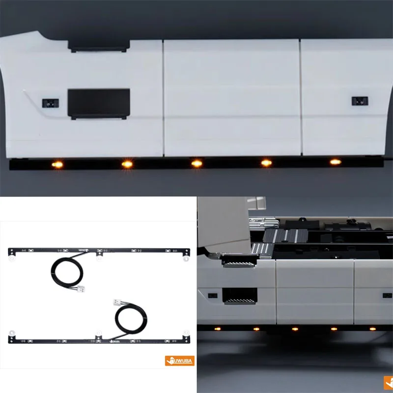 RC JUWUBA LED Side Lamp Side Skirt Lights for 1:14 Tamiya Truck Car VOLVO DIY Parts Toys