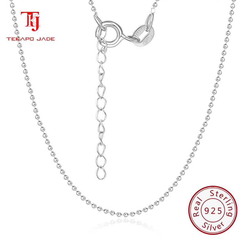 

TKJ JEWELS Classic 925 Sterling Silver 1mm Ball Bead Chain Necklace for Women Baise Chains Necklace Fashion Party Jewelry CN03