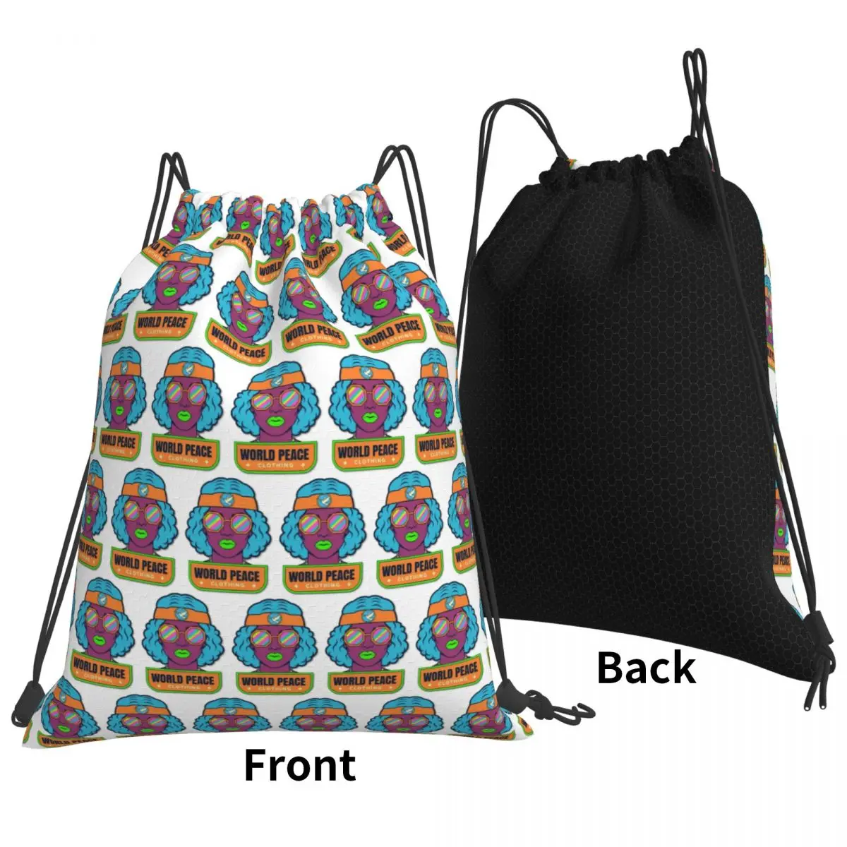 Peace Backpacks Casual Drawstring Bundle Pocket Sports Bag Book Bags for Man Woman Students