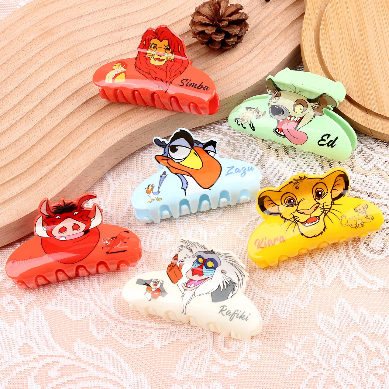 

6PCS Disney's The Lion King Simba - Vibrant cartoon character hair accessories for women.