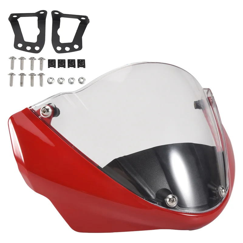 

A11M-Motorcycle Windshield Head Cover Windshield Fairing For Ducati Monster 696 795 796 M1100, Red