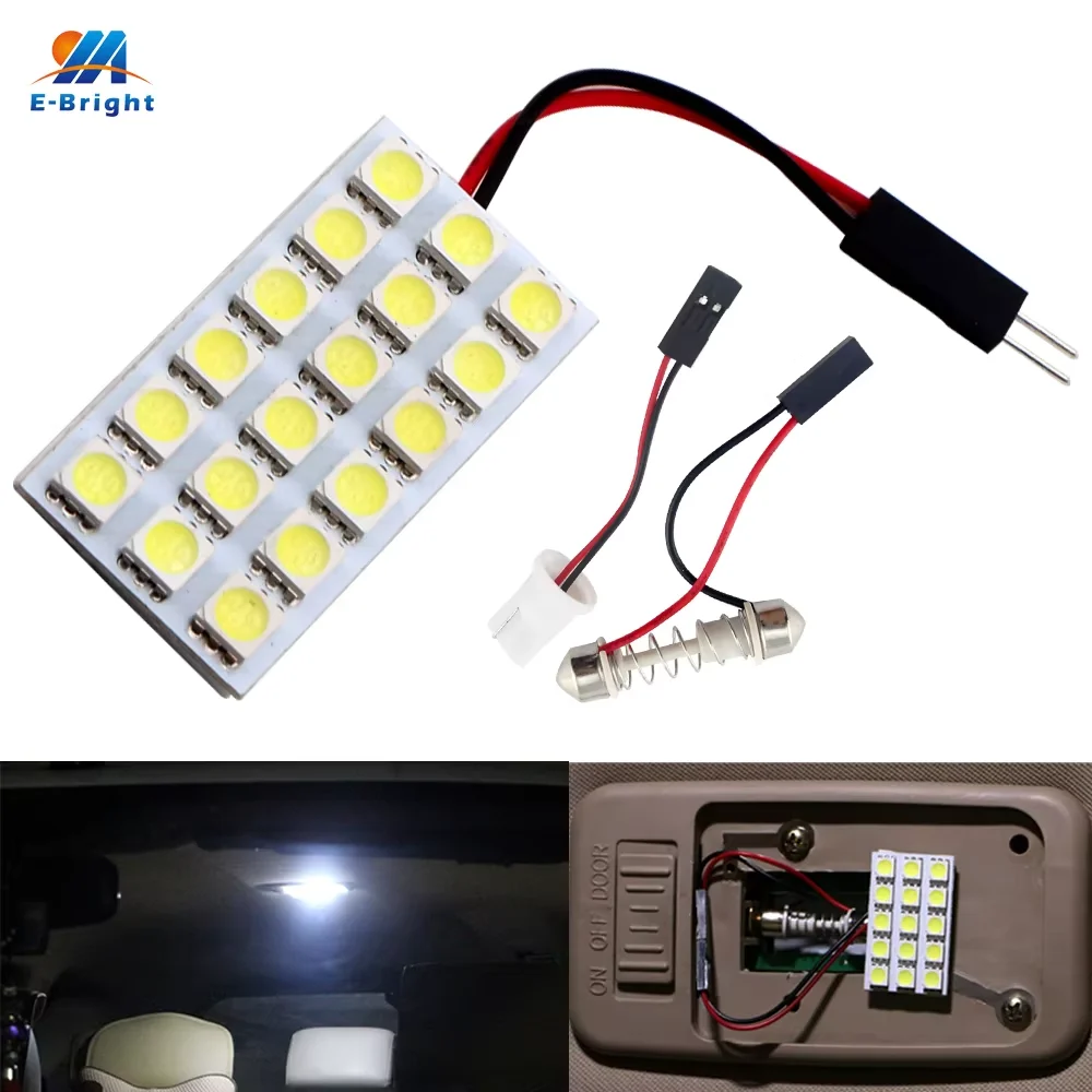 100pcs Panel Light 18 SMD 5050 3-Chips LED Car Light Festoon Dome Bulb Lamp T10 + Festoon Adapters 12V Warm White Blue Auto LED