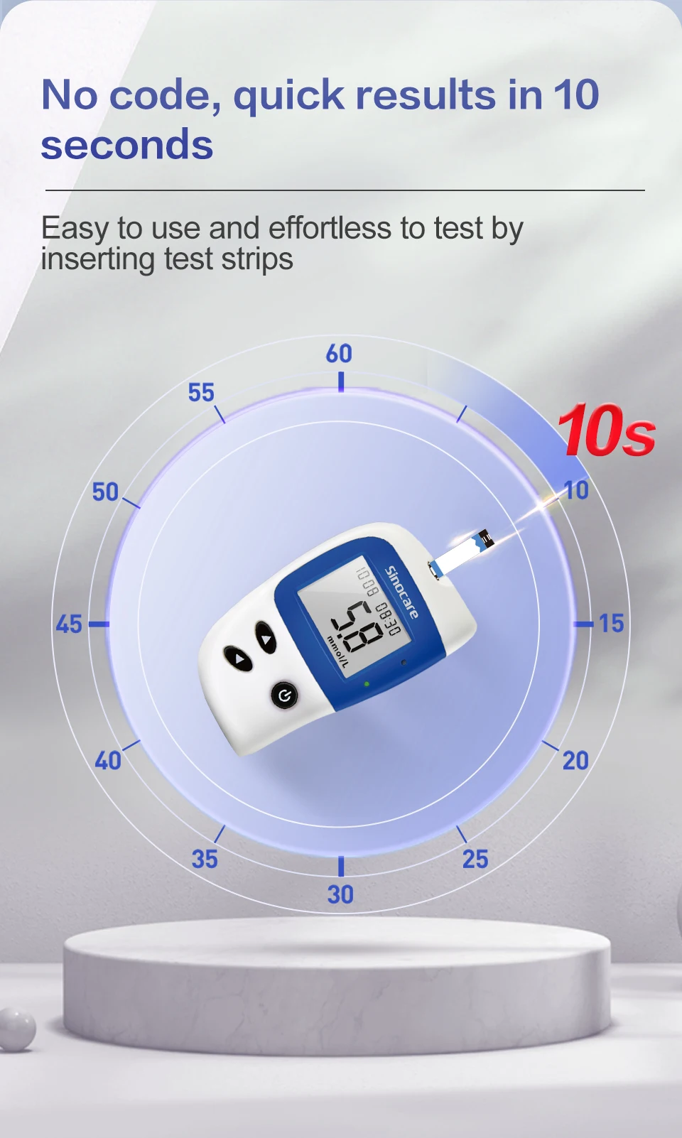Sannuo Sinocare Safe ACCU2 Blutzuckermessgerät Blutzuckertestkit Diabetes Heim-Glukometer mit 50 Teststreifen oder Nur Teststreifen – Detail 7
