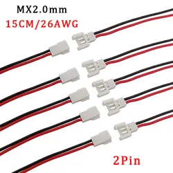 15CM Micro MX2.0 2Pin Wire Connector 2.0mm Pitch MX 2P Male Plug Female Charger Socket Aerial Docking 26AWG DIY Electronic Cable