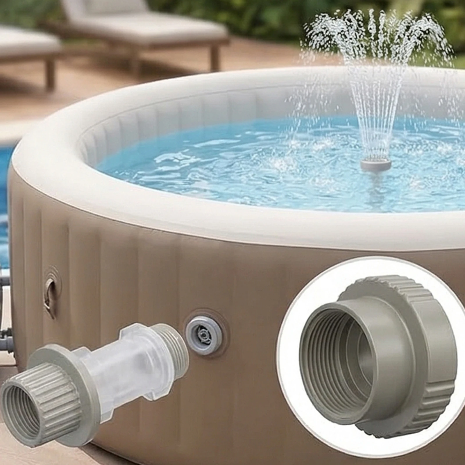 2Pcs Pool Fountain Adapter Set 1 Male 1 Female ABS Swimming Pools Equipment Non-Slip For Backyard Garden Courtyard Playground