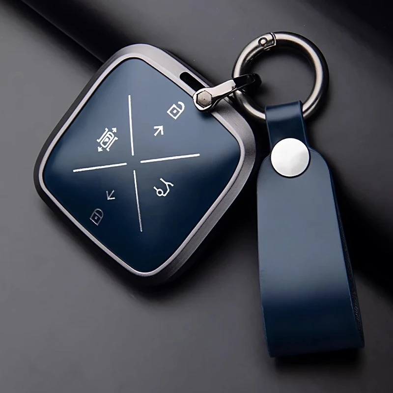 

Подходит для ZEEKR 001 007, алюминиевый сплав + конская кожа, чехол для дистанционного ключа автомобиля, лучшая защита