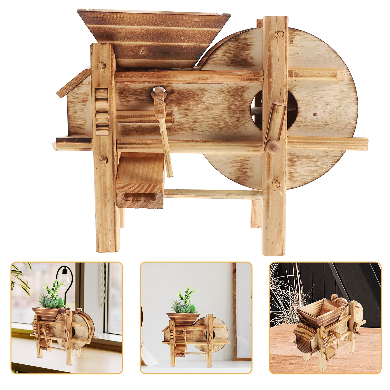 

1Pcs Retro Flower Pot Creative Threshing Machine Resin Multi-Function Desktop Ornament Plant Container Succulents Small Bonsai