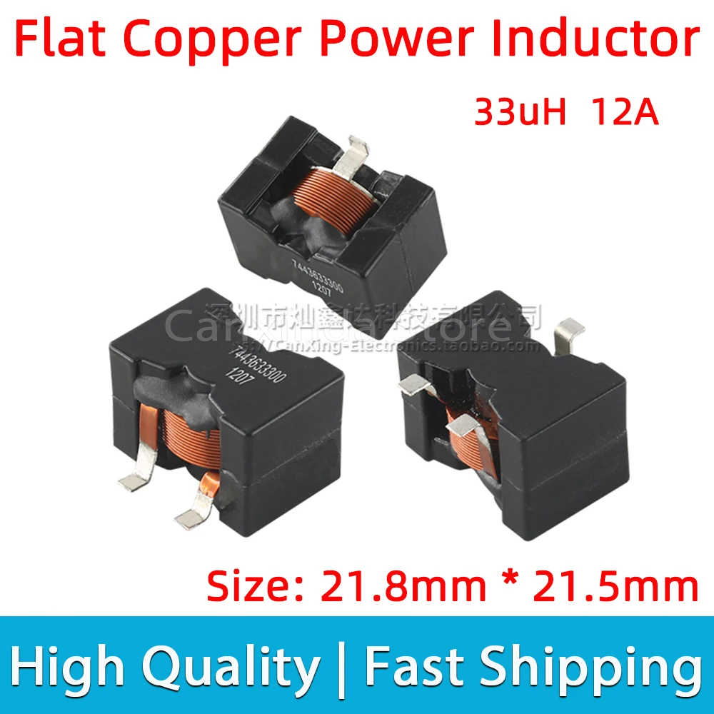 

2pcs 7443633300 SMD SMT Power Inductor Inductance 33uH 12A High Current Flat Copper Coils Filter Low Profile 21.8*21.5mm