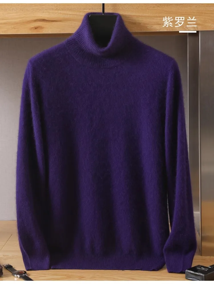 Herren-Pullover aus 100 % reinem Nerz-Samt-Kaschmir mit hohem Revers, gestrickt, für den Winter, neue Oberteile, langärmelige High-End-Pullover – Detail 19