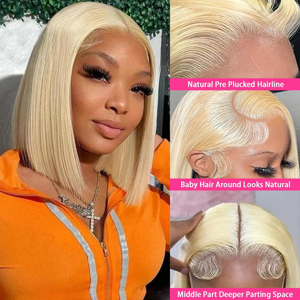 613 Blonde Glatte 13x4 Lace Fr – Pre Parted 13X4 Lace Front Bob Wig Bewertung und Preis
