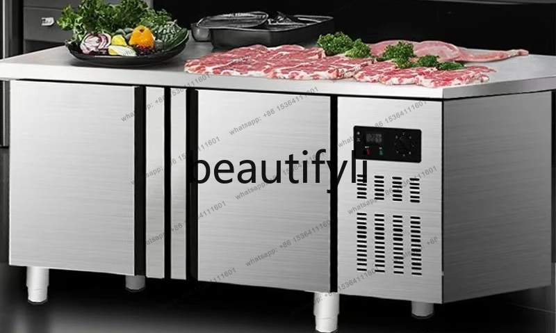 Commercial Stainless Steel Single Door Workbench Freezer Refrigerated Storage Cabinet Kitchen Freezer Fresh-Keeping Cabinet