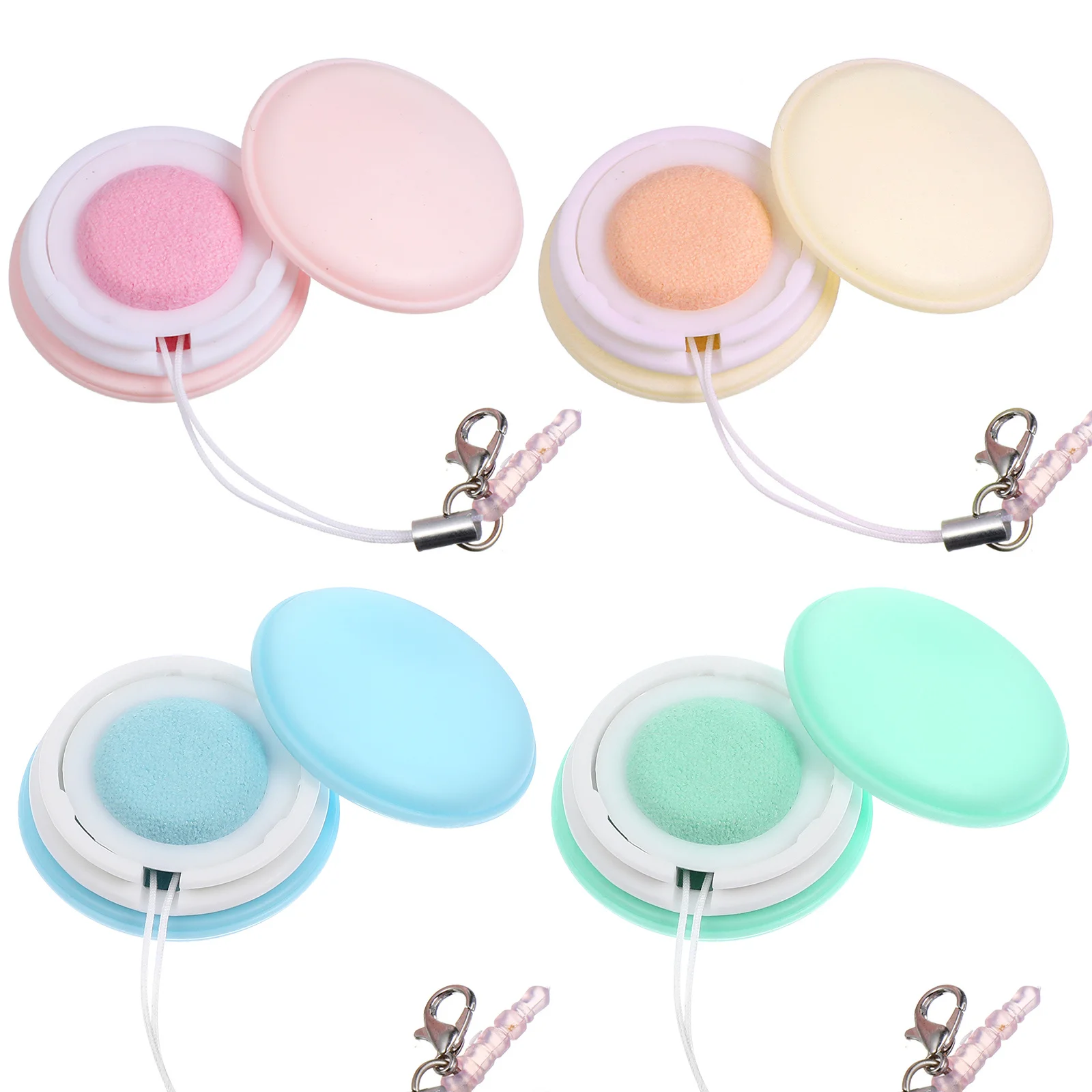 

4pcs Dual Sided Phone Screen Cleaner with Lanyard Key Chain Macaron Design Cleaning Brush for Smartphone Portable Accessory