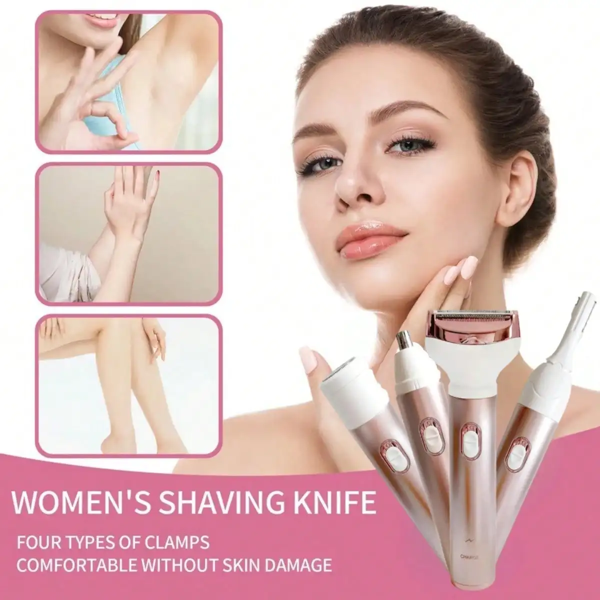 

Multifunctional 4 In 1 Shaving Foil Smooth & Silky Body & Bikini Kit, Cordless Bikini Trimmer And Shaver For Women