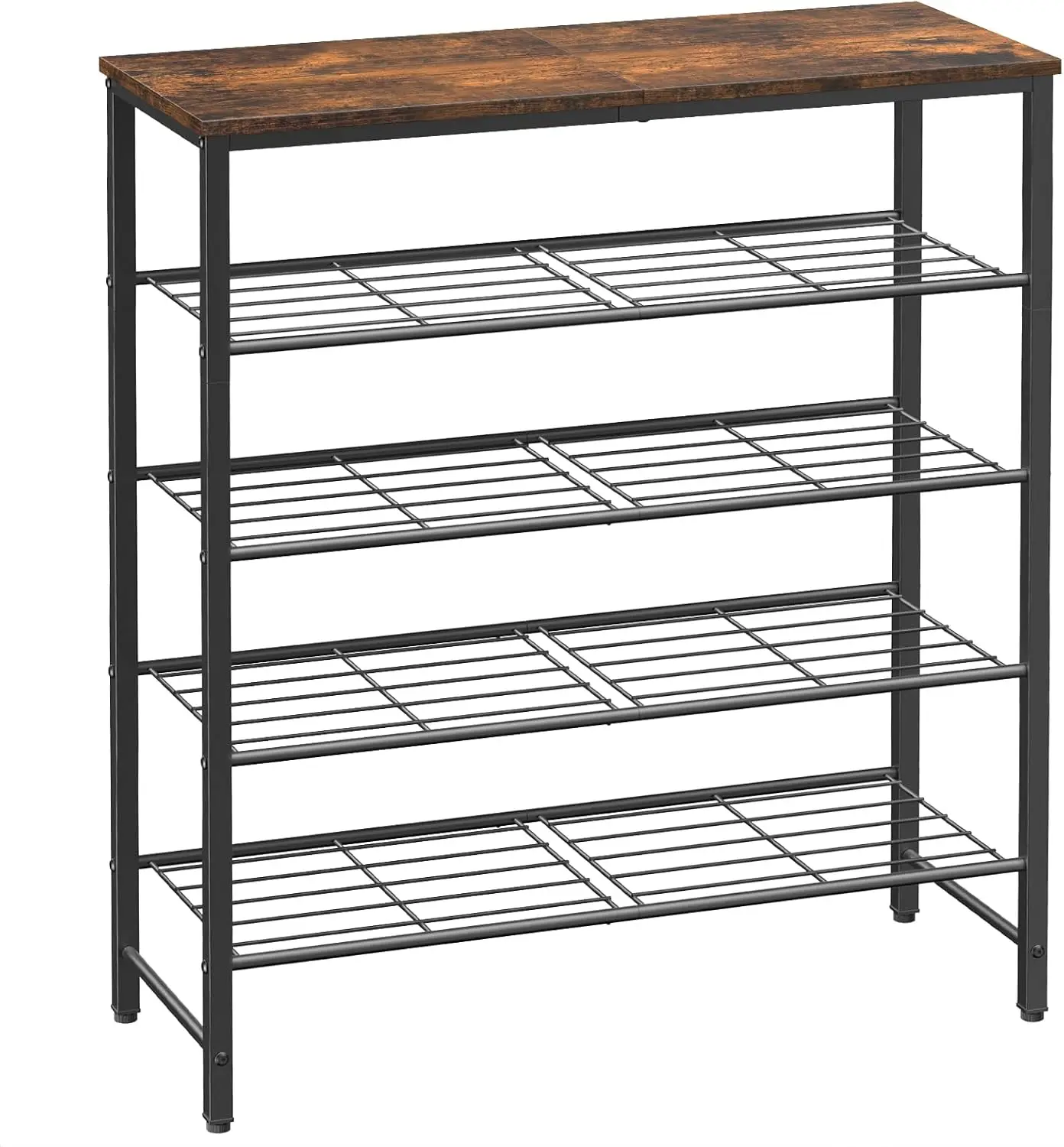 

Shoe Rack for Closet, Rustic Brown Shoe Organizer with Leveling Feet, Sturdy & Rust-Proof Shoe Storage for Entryway, Bed