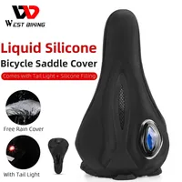 WEST BIKING Saddle Cover with Safety Taillights Comfortable Gel Memory Foam Cycling Seat Cover Bicycle Cushion With Rain Cover