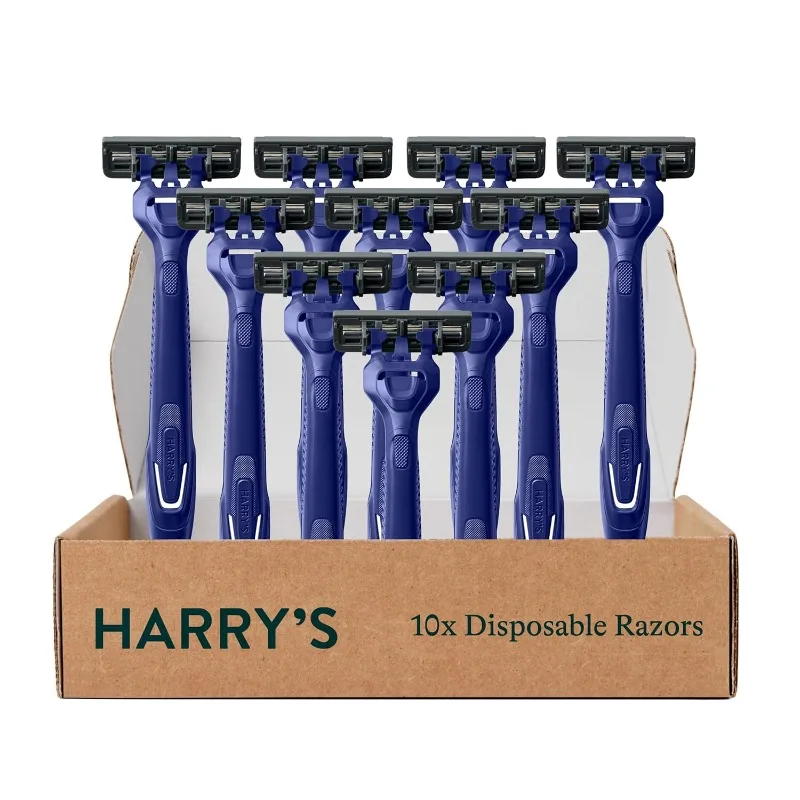 

Мужские одноразовые бритвы Harry's, бритвы с 3 лезвиями, смазочной полосой и поворотной головкой, 10 шт. Midnigt Blue