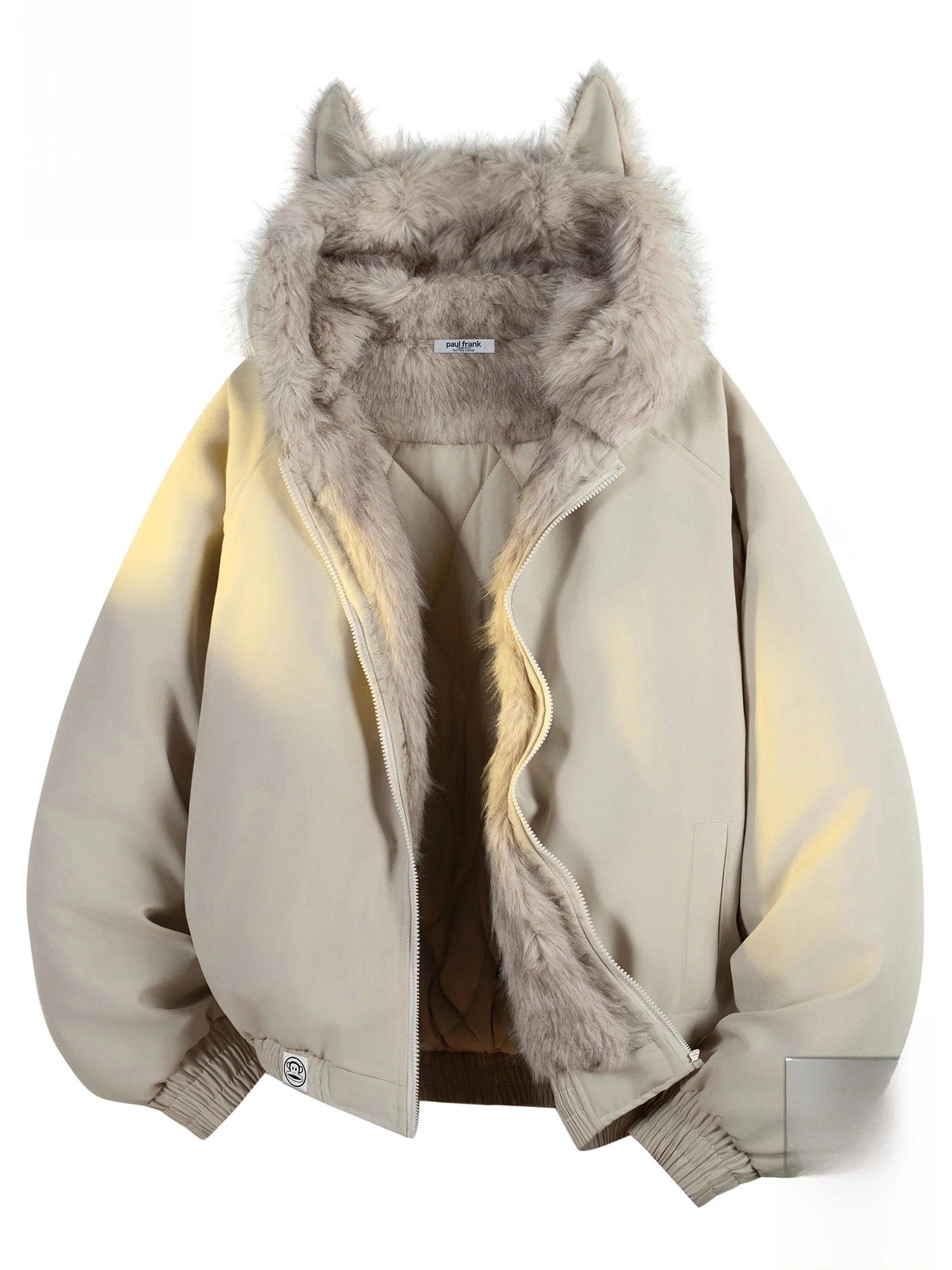 

Зимнее пальто с капюшоном PaulFrank, мужская повседневная свободная верхняя одежда для пар, теплая хлопковая куртка из полиэфирного волокна с длинными рукавами и застежкой-молнией