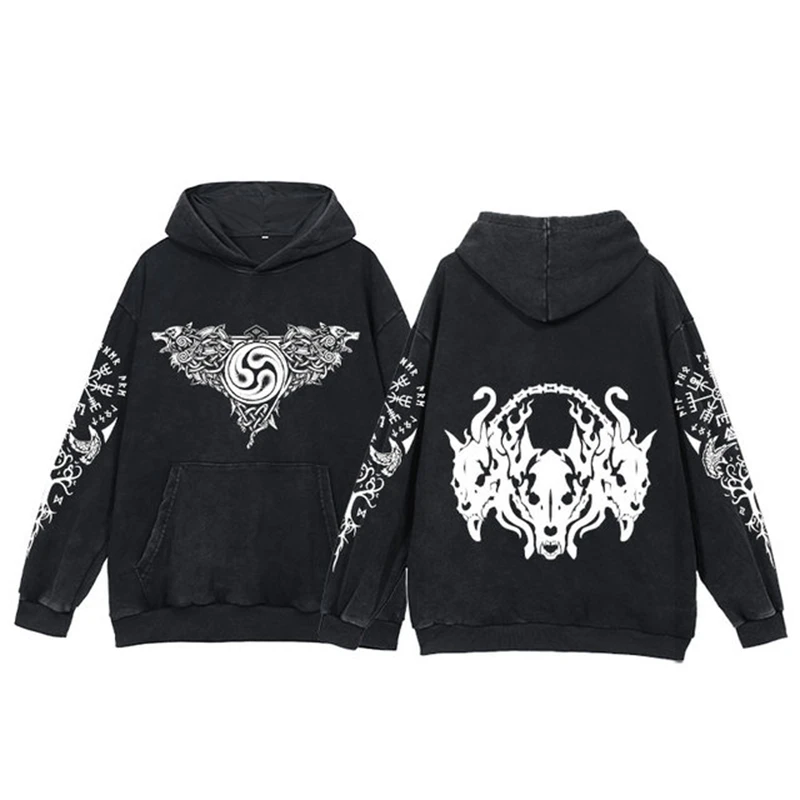 

Men's 3D Tattoo Printed Hoodies Autumn Loose Casual Long Sleeve Pullovers Vintage Oversize Fashion Unisex Hooded Sweatshirt Tops