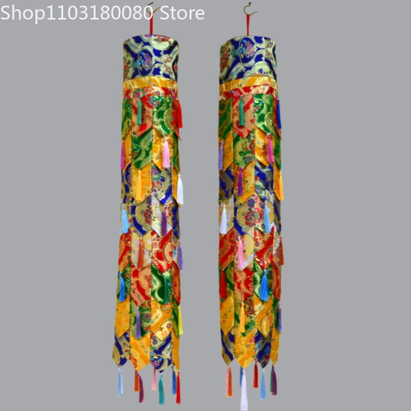 1Pairs 130cm Fve colours DHVAJA Tibetan Patch tube Hang banner Auspicious Prayer flag Interior Decorating'Choggi Gyaltshan'