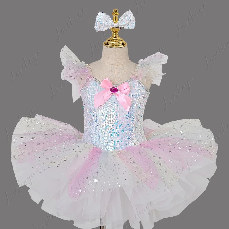 

Girls' Fluffy Chiffon Performance Dress - Cute Sequined Princess Dance Dress for Kindergarten