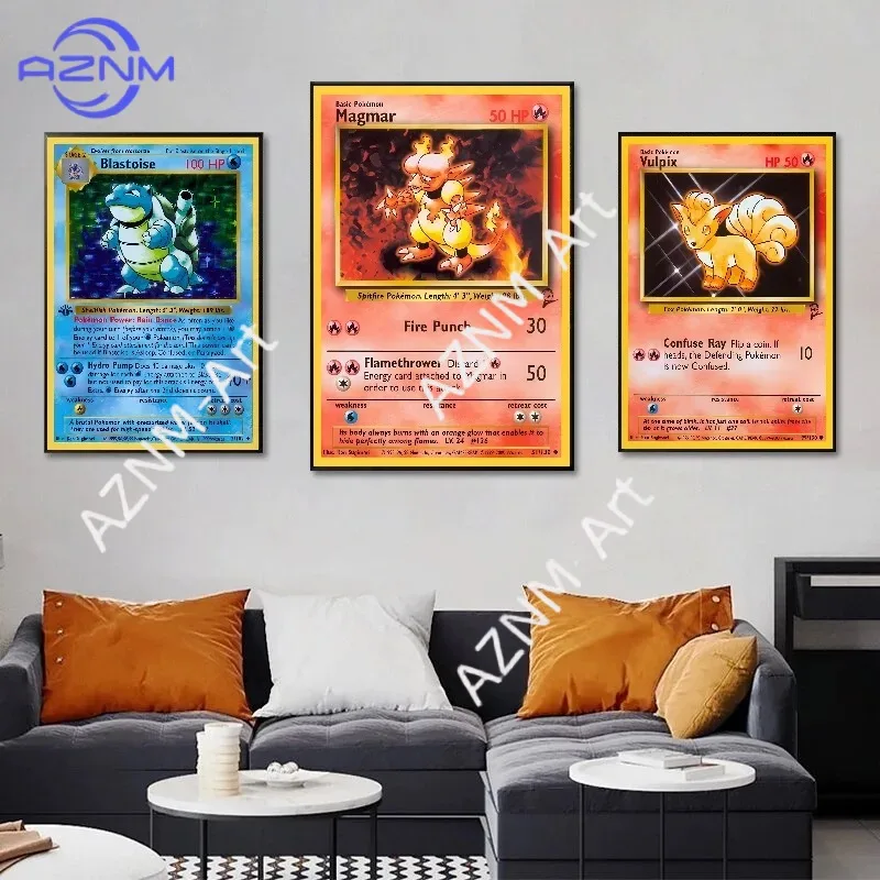 Pokemon Basis Set 1996 Jaar Engels Kaarten Shining Canvas Painting Poster Print Watercolor Wall Art Picture Home Decor Gifts