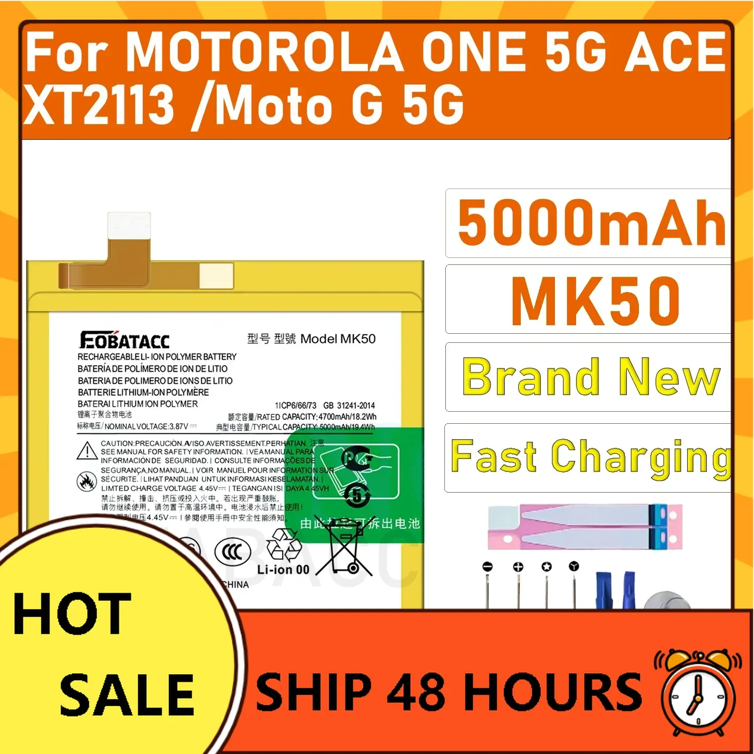 

Сменная батарея на 2025 года, подходит для Motorola ONE 5G ACE MK50, новая батарея большой емкости, батарея для мобильного телефона