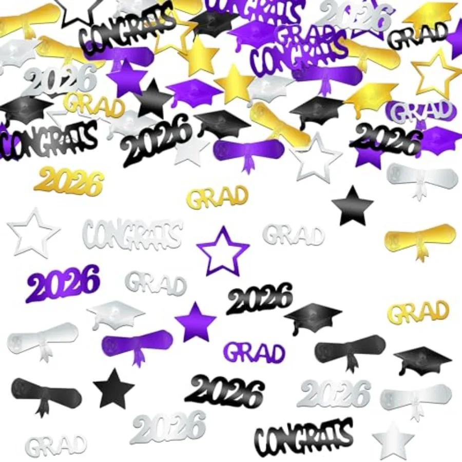 

Graduation Decorations 2026 - Pack of 1000 Purple and Gold Graduation Decorations, Congrats Grad Confetti 2026 2026 Graduation