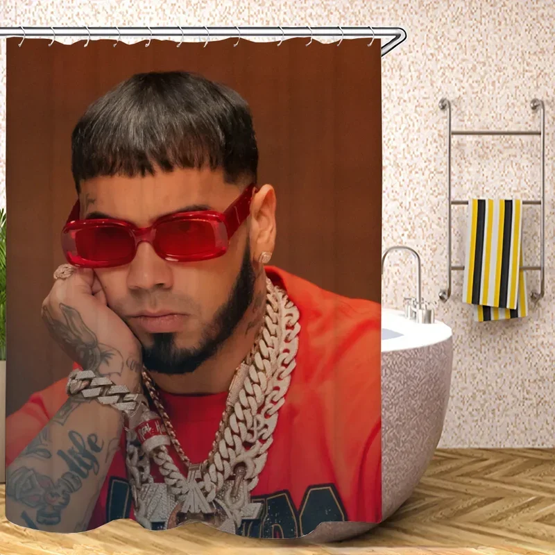 

Anuel Aa Shower Curtain for Bathroom Accessories Set Bath Folding Partition Curtains Bedrooms Waterproof Fabric Things the XT6@！