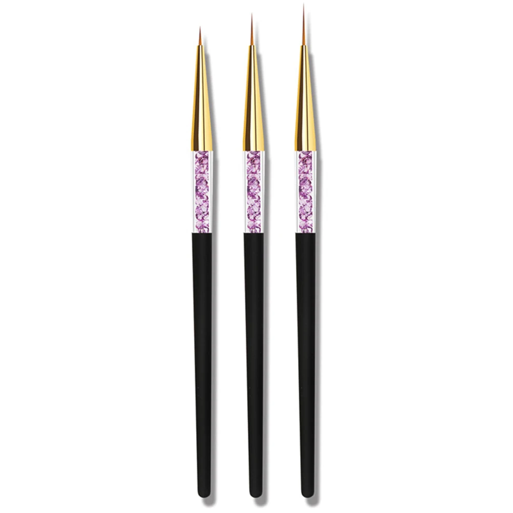 

3pcs Nail Art Pen Brush Nail Painting Tool Long Handle Durable Lightweight Easy Use Accessories Supplies For Women