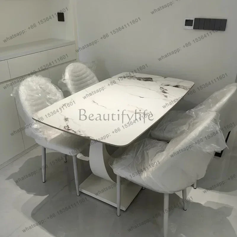 European Vintage Luxury Table Dining Rectangular Event White Kitchen Center Table Dining Space Saving Mesas De Jantar Furniture