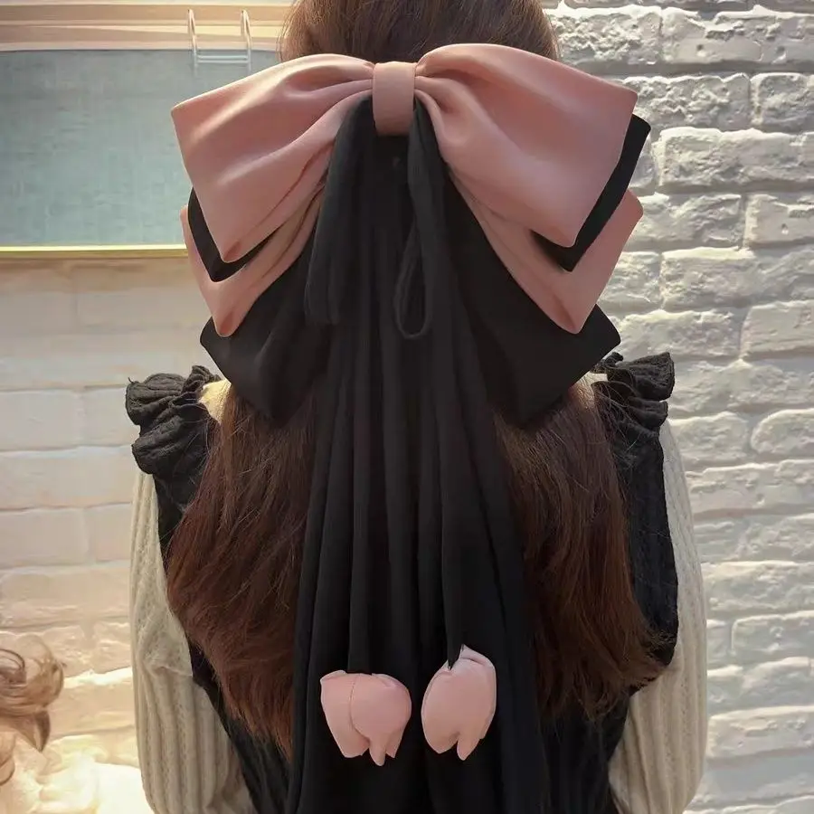 

Fashion Solid Color Premium Sense Patchwork Oversized Bow Hair Clip Back Head Headpiece Niche Hair Accessories