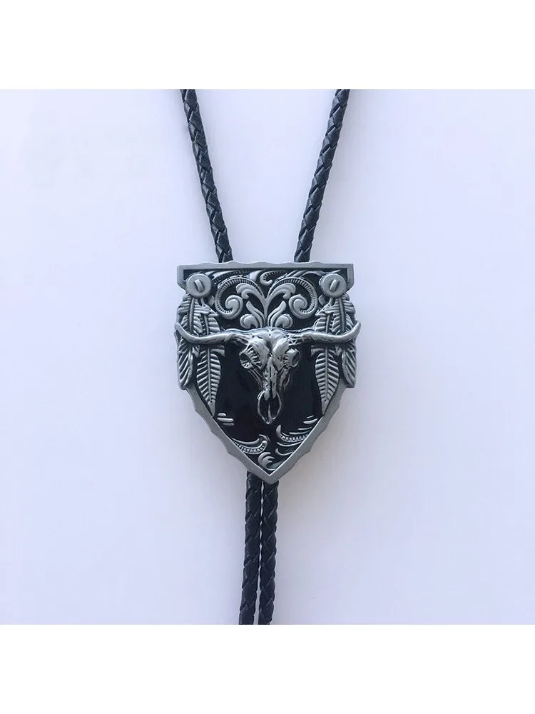 Креативный нишевый галстук-боло премиум-класса в западном стиле, голова быка, рельефный металлический ремесло, праздничный подарок, высококачественное украшение на ощупь