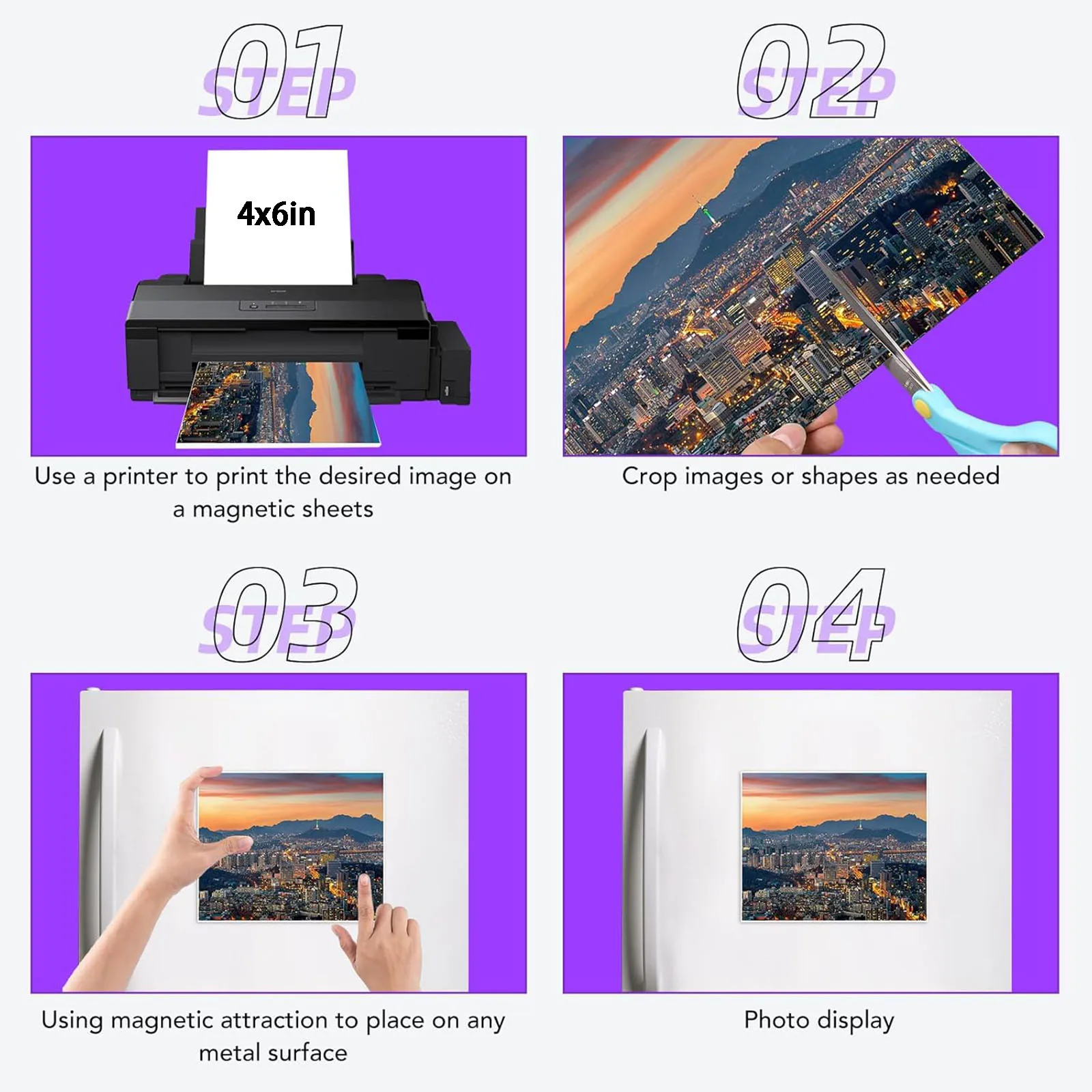 10/20 Sheets 4R Printable Glossy Magnetic Sheets Waterproof Inkjet Printing 16Mil Flexible Magnetic Photo Paper for DIY Crafts