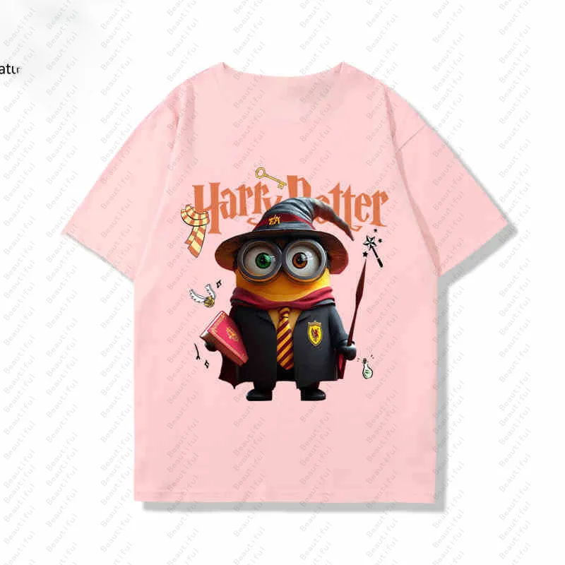 Harry Potter Co-Signed Minions Cartoon Peripheral T-Shirt Short Sleeve Men And Women Loose Matching Clothes Summer Couple Tees