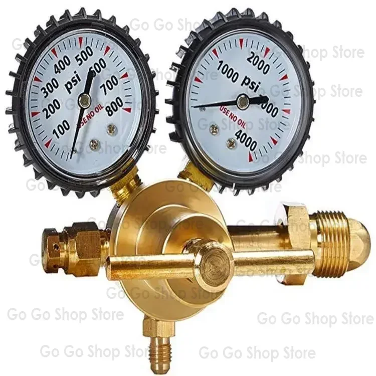 

1/4" Brass Nitrogen Regulator 0-600psi Gas Pressure Reducing Valve Connection Gauges Cga580