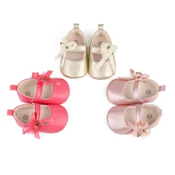 Newborn Baby Shoes Girls PU leather First Walkers Infant Lace Floral Bow Princess Shoes Toddler Soft Sole Anti-slip Prewalkers