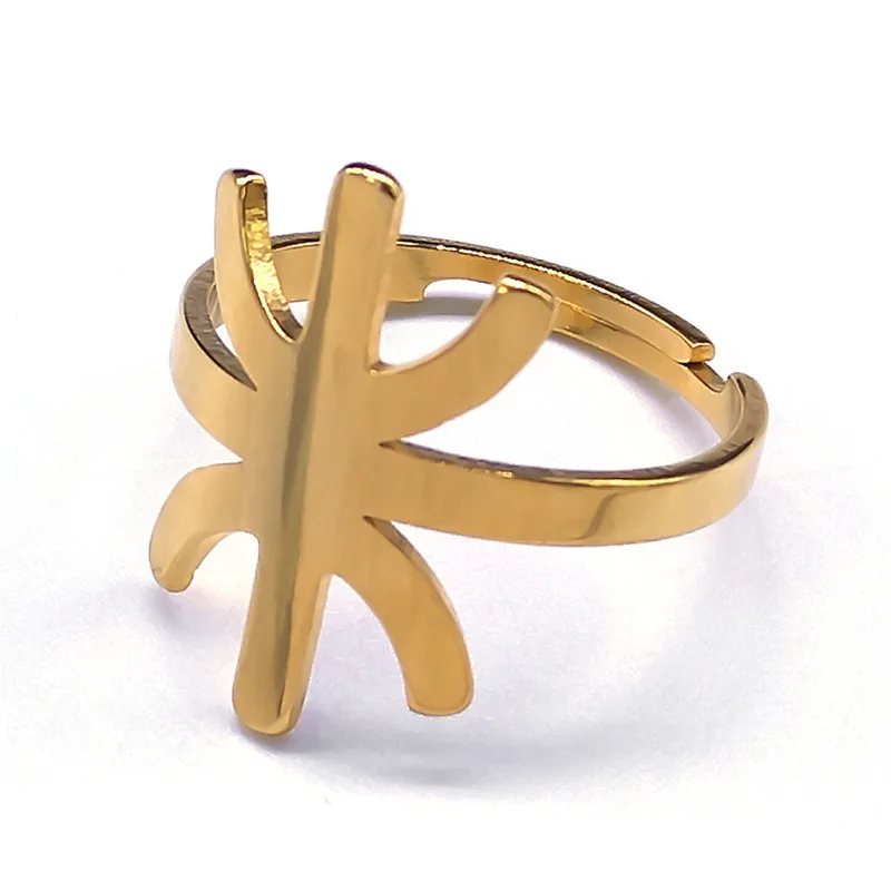 2024 New stainless steel African Amazigh letter Ring fashion light luxury titanium steel ring accessories
