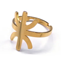 2024 New stainless steel African Amazigh letter Ring fashion light luxury titanium steel ring accessories