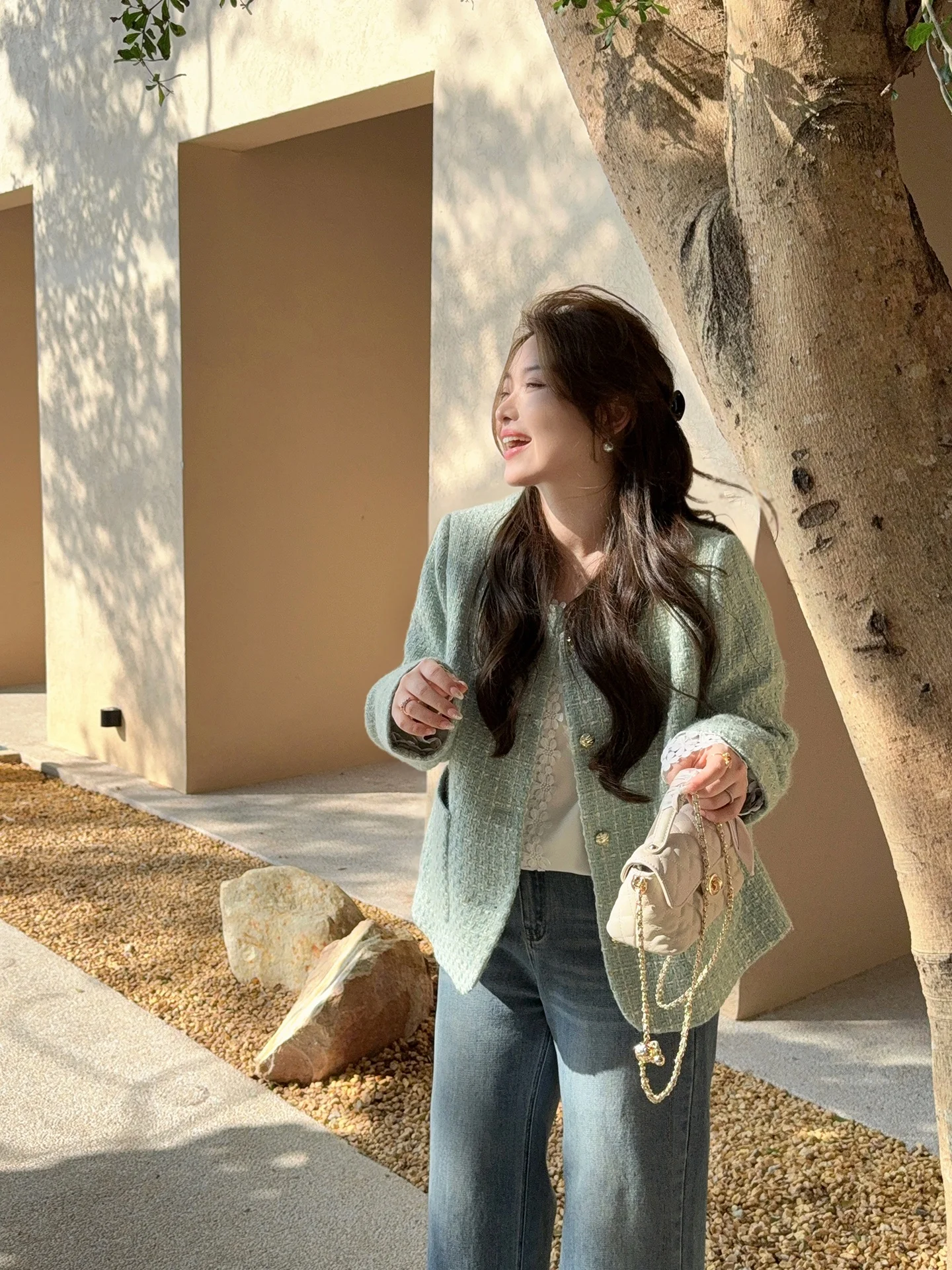 

Новое женское пальто из смесовой шерсти с мятной солью, роскошное, весеннее, с пуговицами, свободного кроя, с круглым вырезом, длинными рукавами