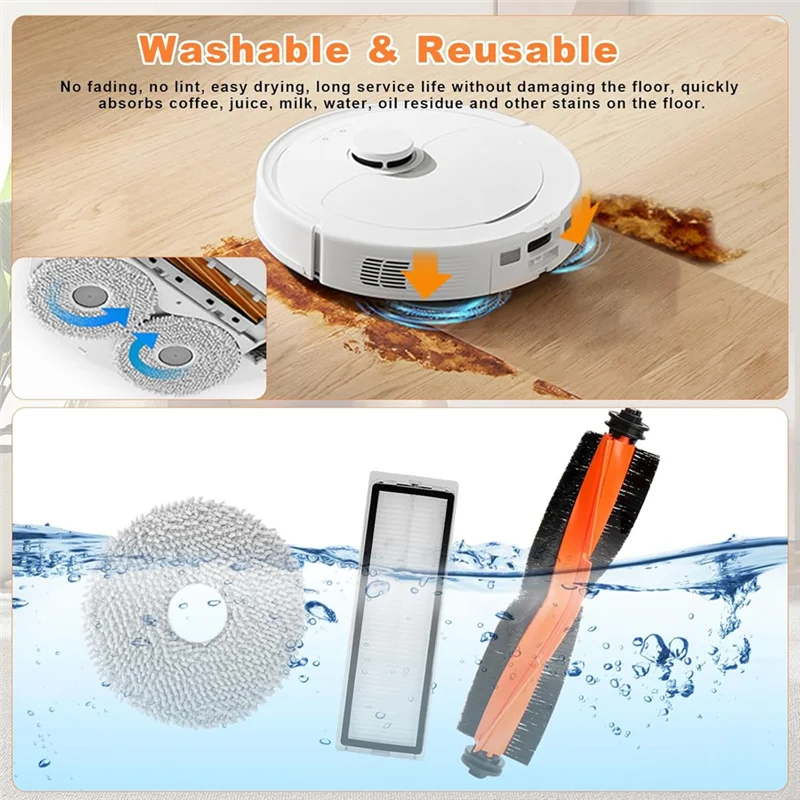 

A07F-For Xiaomi X20+ Robot Vacuum Cleaner Main Side Brush Hepa Filter Mop Cloth Dust Bags Replacement Parts