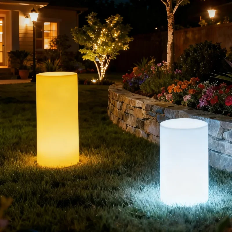 Modern LED Cylindrical Floor Lamp Waterproof Outdoor Garden Light Vertical Villa Aisle Decor Wedding Atmosphere Luminous