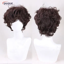 Frodo Baggins Cosplay Wig Short Brown Curly Heat Resistant Synthetic Hair Halloween Role Play Wigs + Wig Cap