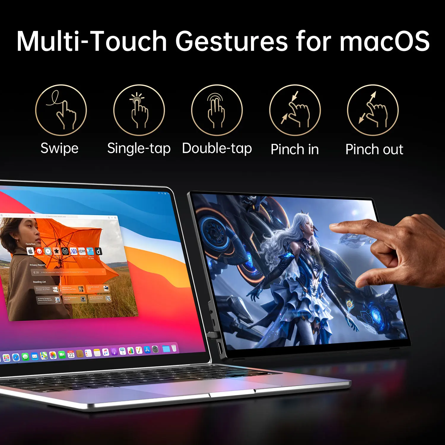 18 Inch Full HD Portable Touch Monitor with Stylus Included HDR 300nits 1920x1200p Metal Display for Computer Laptop PC MacOS