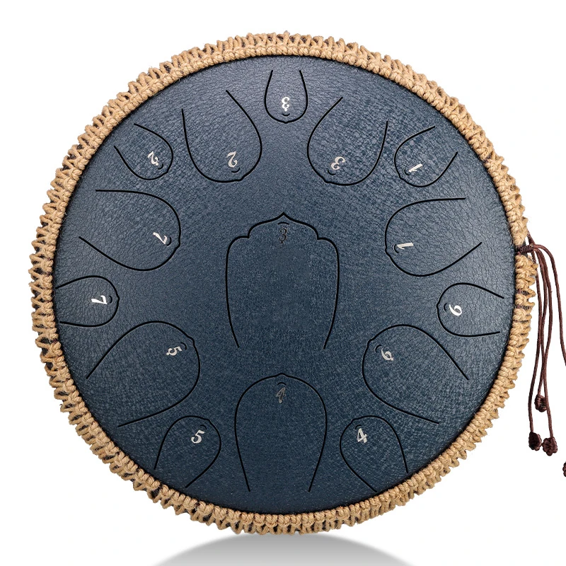 Hluru 15 Notes Music Drum Steel Tongue Drum 14 Inch 15 Notes D Tone Ethereal Drum Yoga Meditation Percussion Instrument