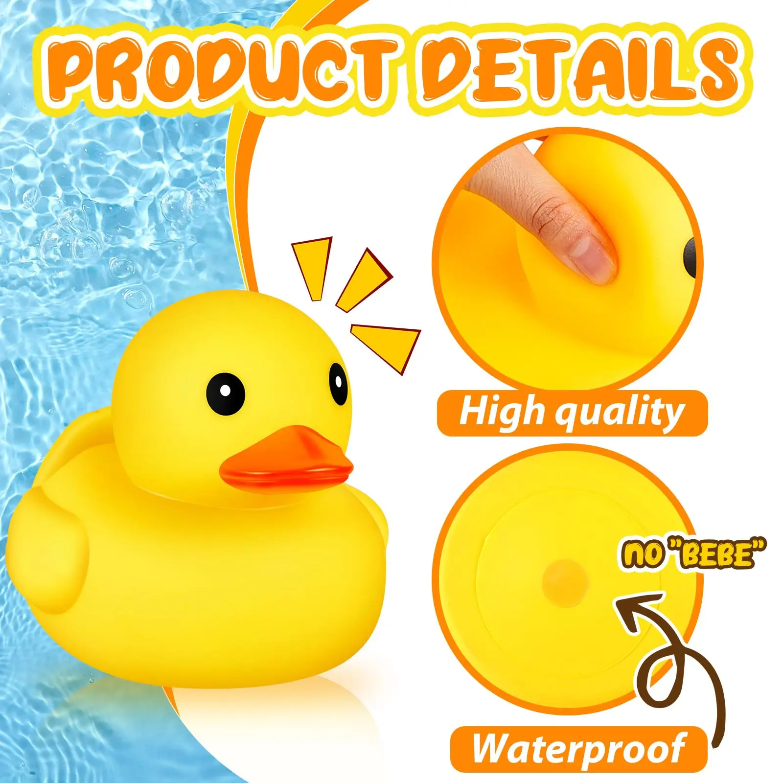 1/2 Pcs Rubber Duck 10.2 Inch Duck Toy Giant Rubber Duck Large Rubber Ducky Toy Squeaky Big Yellow Rubber Ducks